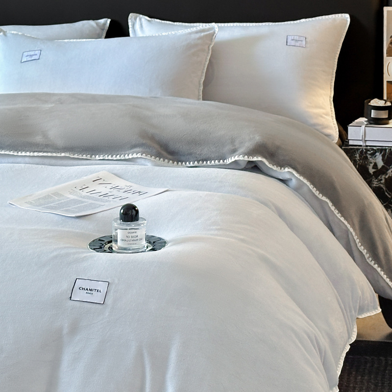 Nuevo invierno de lana de leche de cuatro piezas, ropa de cama de lana de coral, colchón de flanela doble cara, sábanas de lana gruesas, tres piezas
