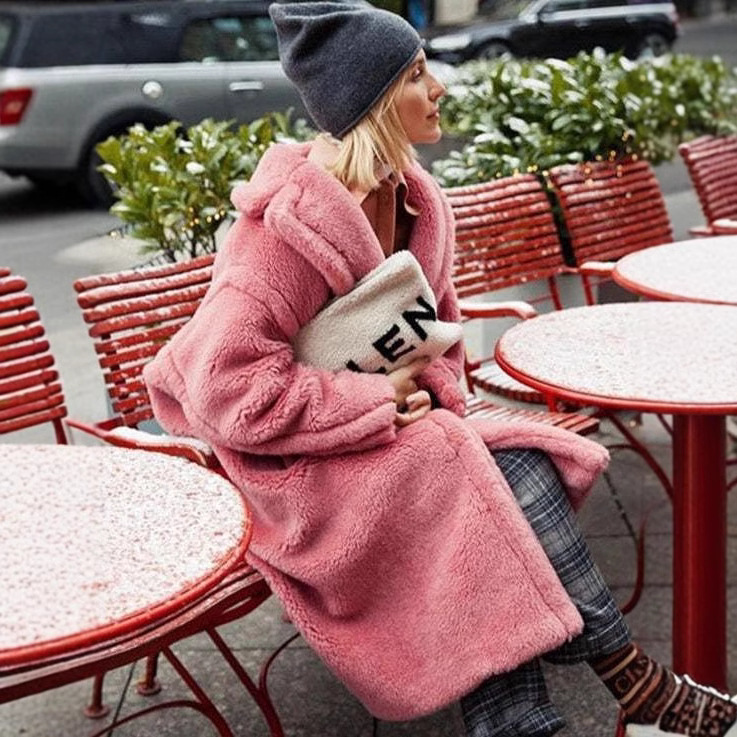 Oversized dames trenchcoat van imitatiebont, lange trenchcoat, warme winterjas met dikke fleecevoering en zakken (verkrijgbaar in meerdere kleuren en maten)_voghion.com