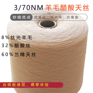 Spring and summer light yarn 8 mercerized wool 32 Acetate silk 60 Lanjing Tencel ice cool silky acetate wool