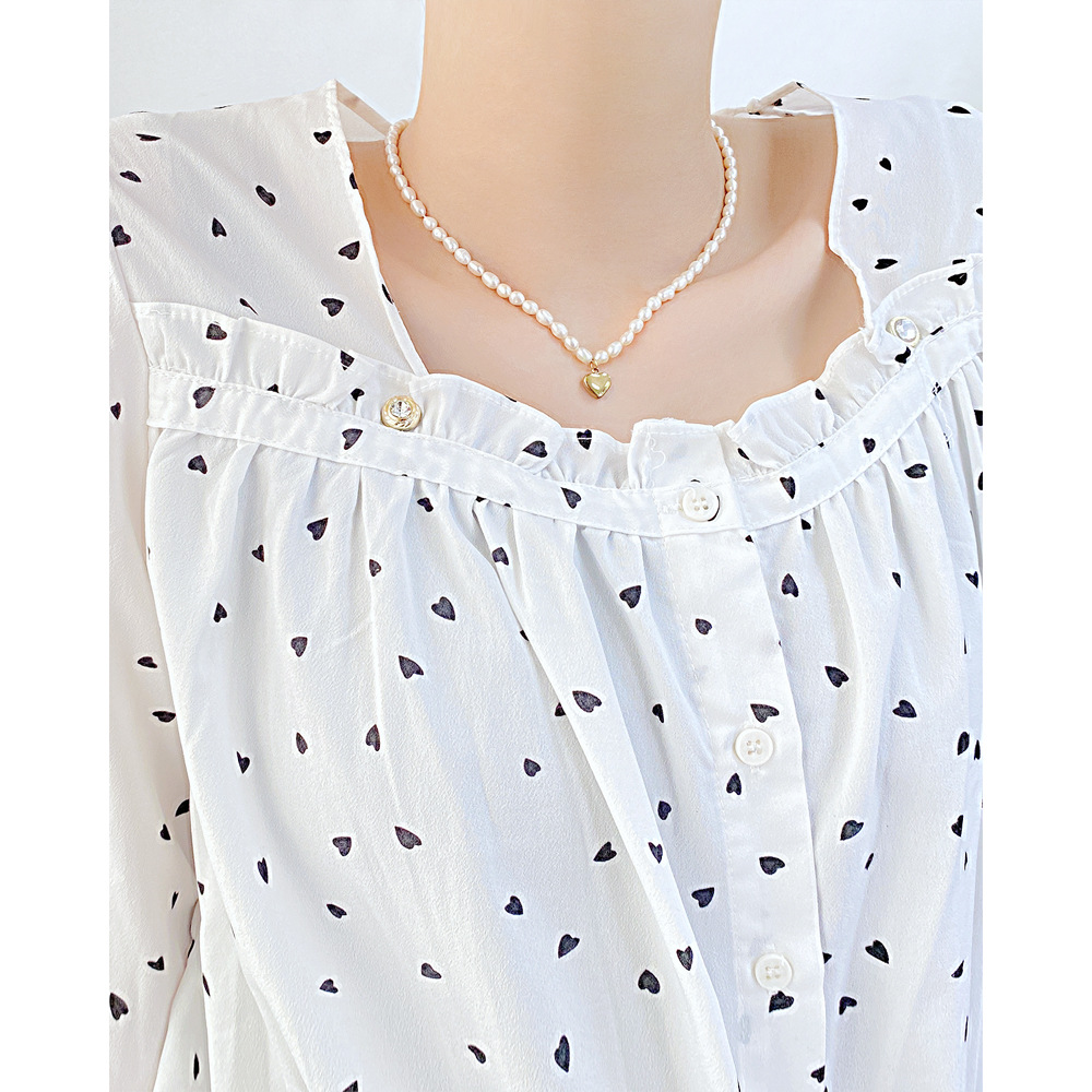 Sweet Heart Shape Stainless Steel Artificial Pearl Necklace Plating Stainless Steel Necklaces_colorza_6