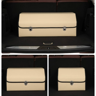 Car storage bag/box — Box Leather Multifunctional Car Storage - beige-small-size-383130