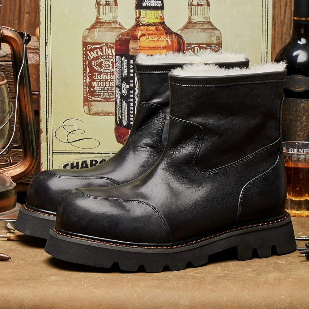 Снежные сапоги мужские настоящие шерстяные зимние повседневные толстые конские сапоги Martin сапоги дикие модные теплые ретро E315