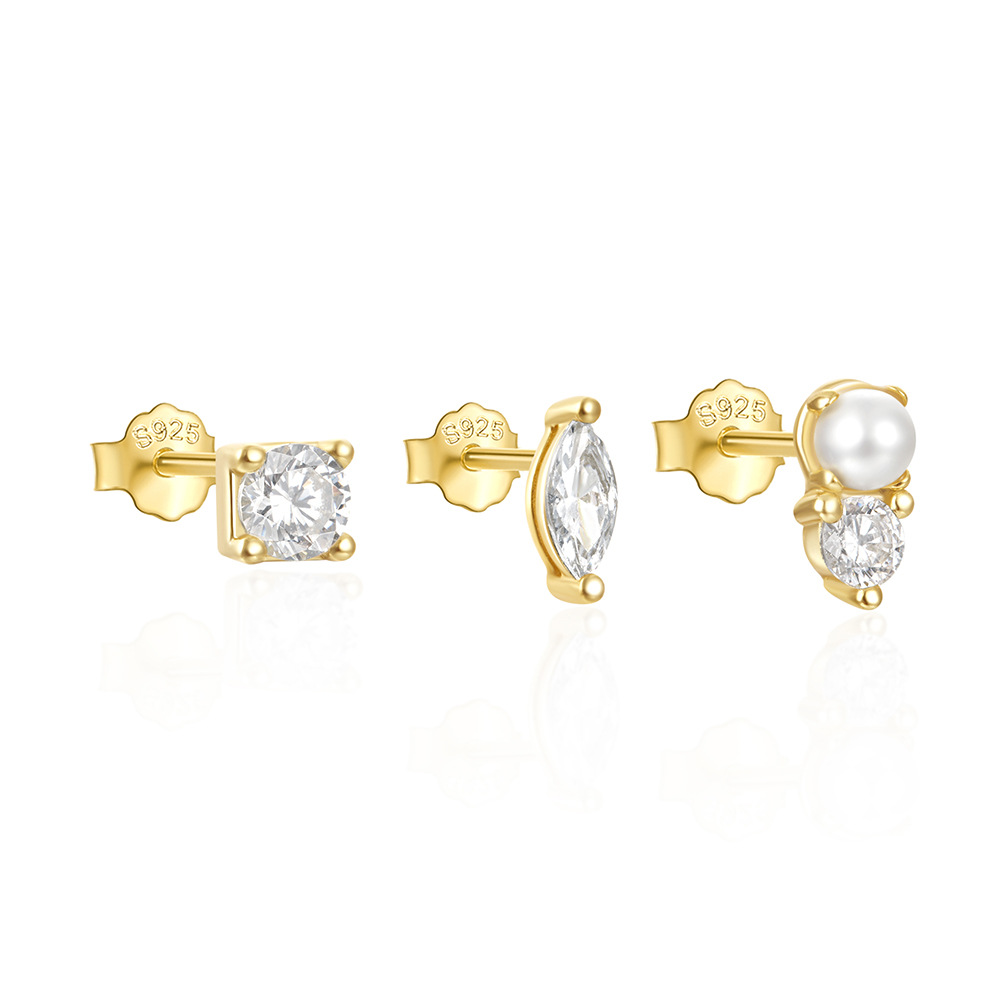 3g Weight Ear Studs Classification 1 Set Quantity Daily Occasion 925 Sterling Silver Material Star, Butterfly Pattern Women's Gender Plating Design Simple Style Style 1 Set 925 Sterling Silver Star Butterfly Ear Studs 114
