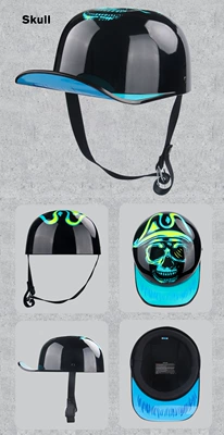Helmet Summer Women's Electric Scooter, Motosiklet kaskı (dəbilqə) - glossy-black-skull-m