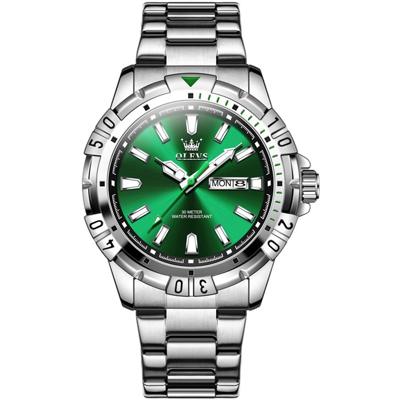欧利時ブランドの新型クラシック緑水鬼石英時計男性防水ファッション男性腕時計男性時計