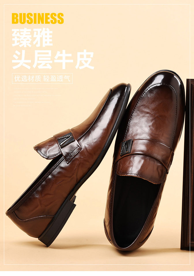 Giày lười nam da bò thật xỏ chân kiểu mới, giày nam thường ngày thoáng khí đế mỏng — dép đen chi tiết 6