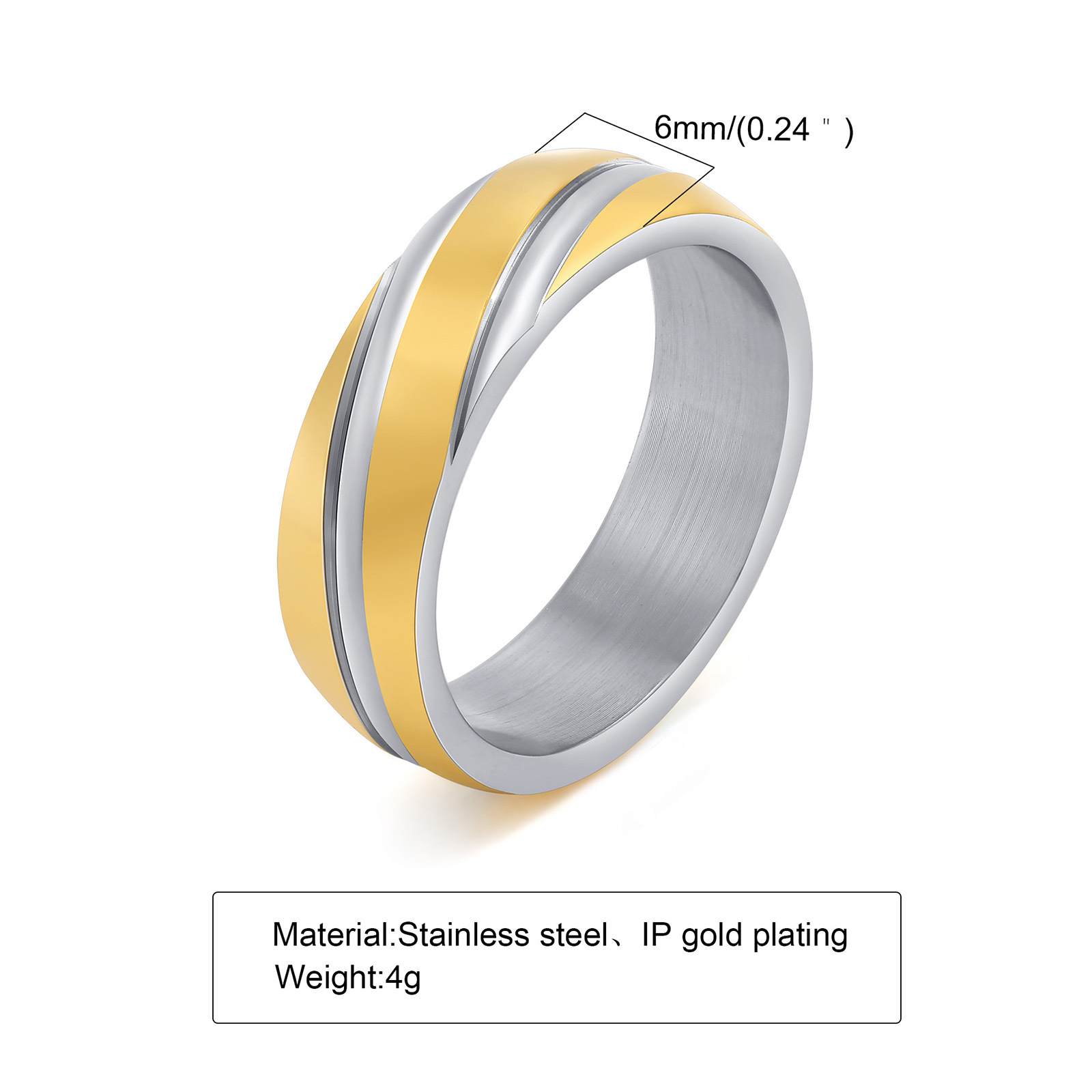 6g Weight Rings Classification 5, 6, 7 Ring Size Daily Occasion Stainless Steel Material Geometric Pattern Men'S Gender Plating Design Simple Style Style Simple Style Geometric Stainless Steel Rings Plating Stainless Steel Rings 无