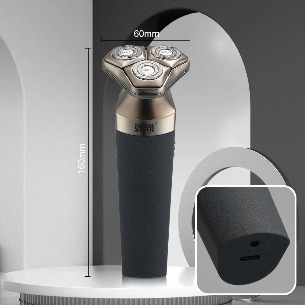 WinningStar Cross-border hogar IPX6 impermeable para hombre Type-C portátil de tres cabezas afeitadora eléctrica