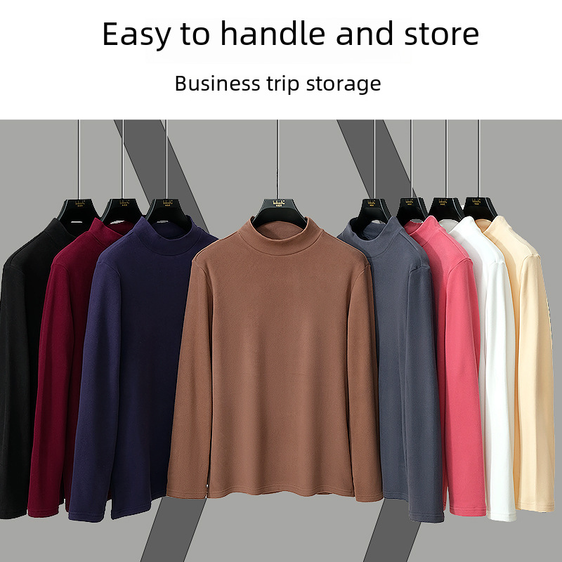 Wei Yi double-sided German velvet semi-high collar T-shirt 2023 Spring Festival warm clothing factory outlet