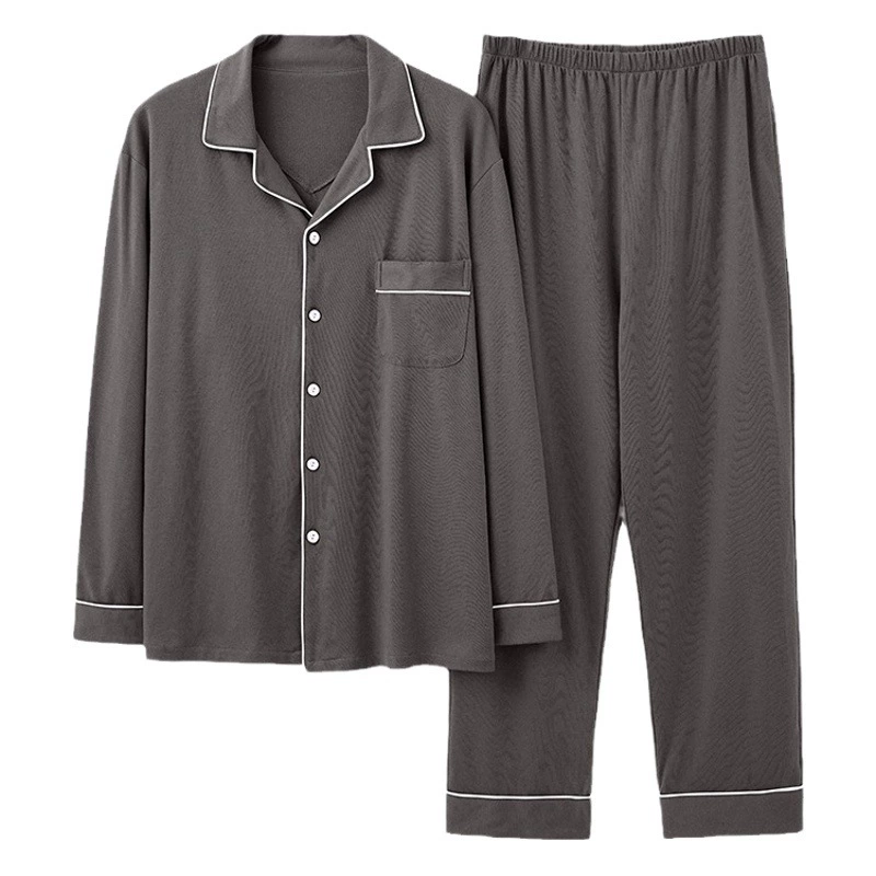 [100% хлопок] пижамы Мужская весенне-осенняя хлопковая Домашняя одежда с длинными рукавами костюм простая повседневная верхняя одежда высокого качества
