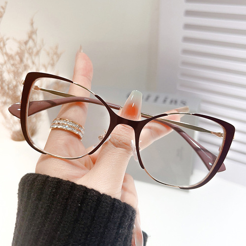 Cross-border fashionable anti-blue light color-changing glasses European and American trend versatile plain glasses frames for women myopia flat glasses wholesale