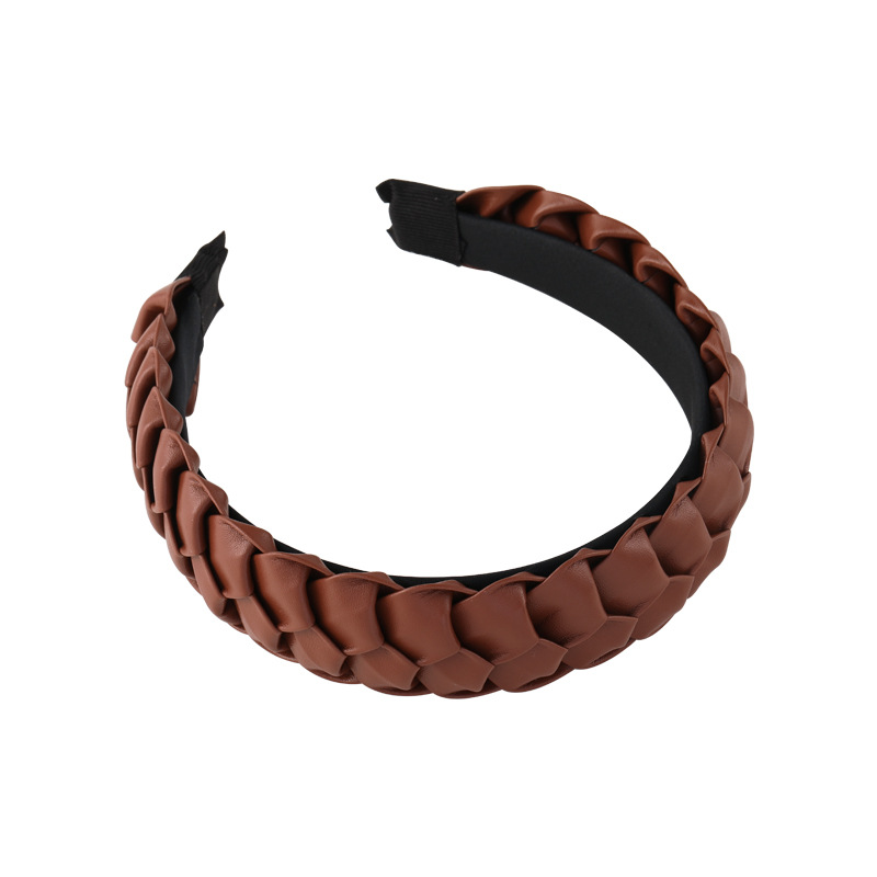 Leather Twist Woven Headband Korean Simple Retro Style Headband display picture 10