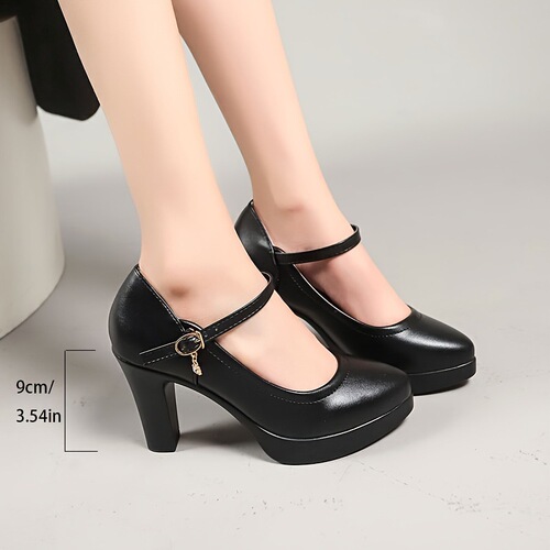 Elegant Solid Color Mary Jane Pumps for Women - All-Season