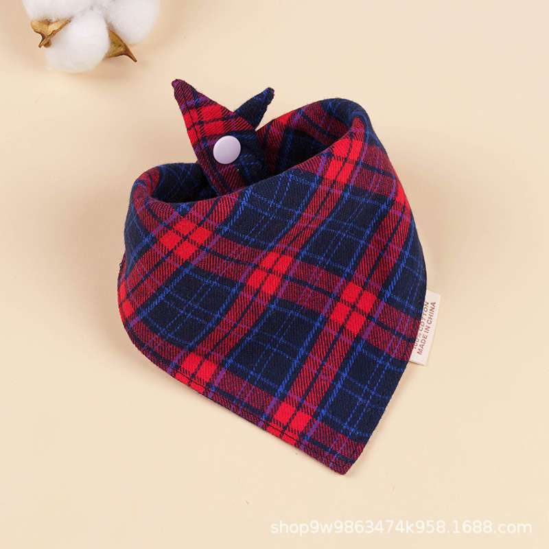 Bebé de algodón bebé babero triángulo BiB Snap de doble capa babero recién nacido niños bufanda a cuadros cuatro estaciones