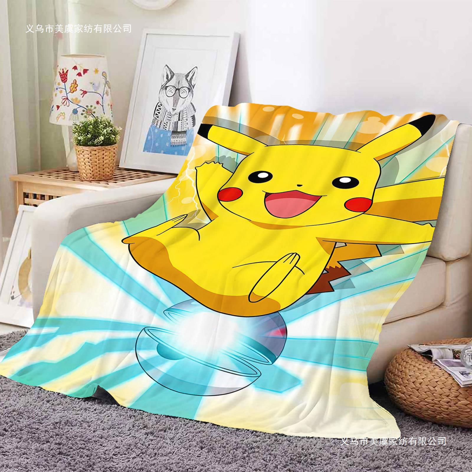 Factory direct supply printed flannel bed blanket thickened blanket air conditioning blanket baby blanket to map Pikachu