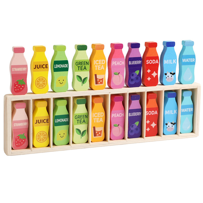 クロスボーダー子供用飲料ボトルレインボーカップ推測形状マッチングカップ木製記憶トレーニングおもちゃ|undefined