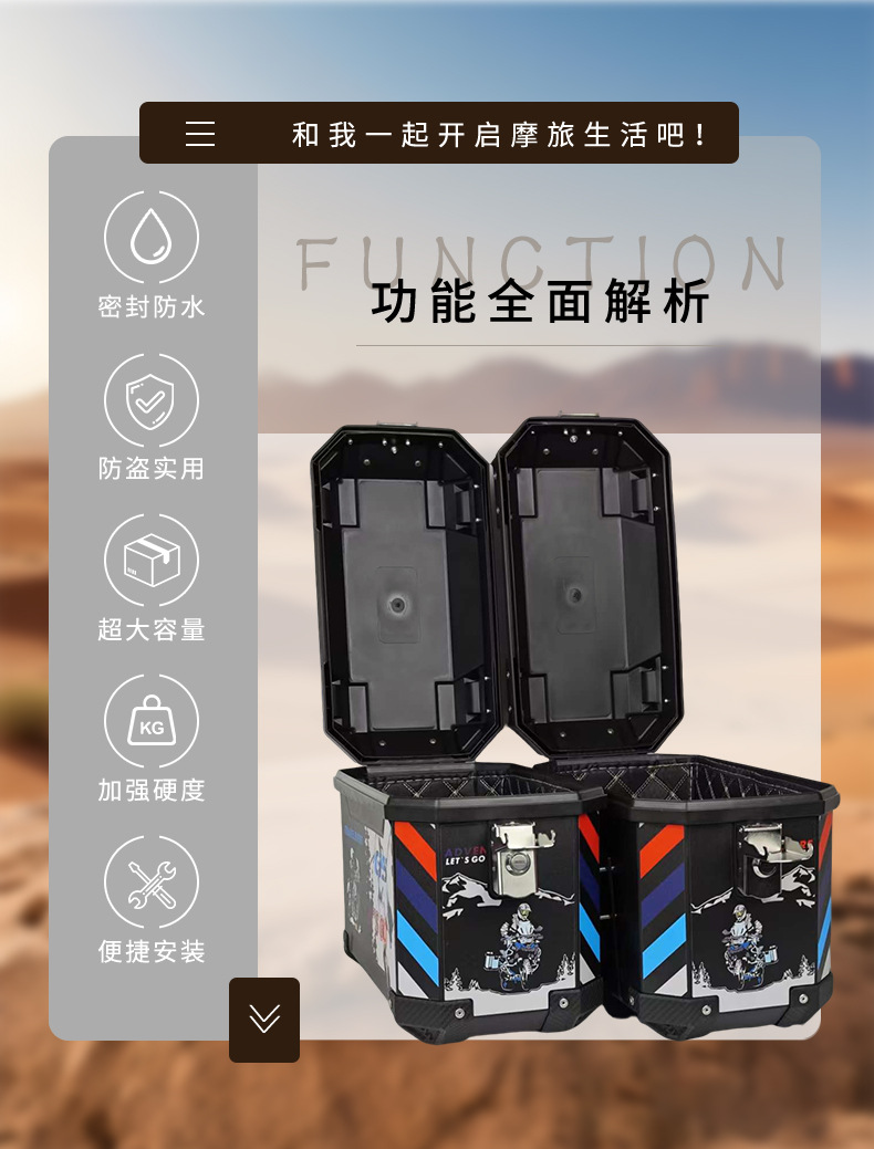 New Model of Universal Side Boxes for Electric Vehicles and Motorcycles, Large Capacity, Waterproof, Shock-Resistant, Detachable Universal Rear Side Boxes