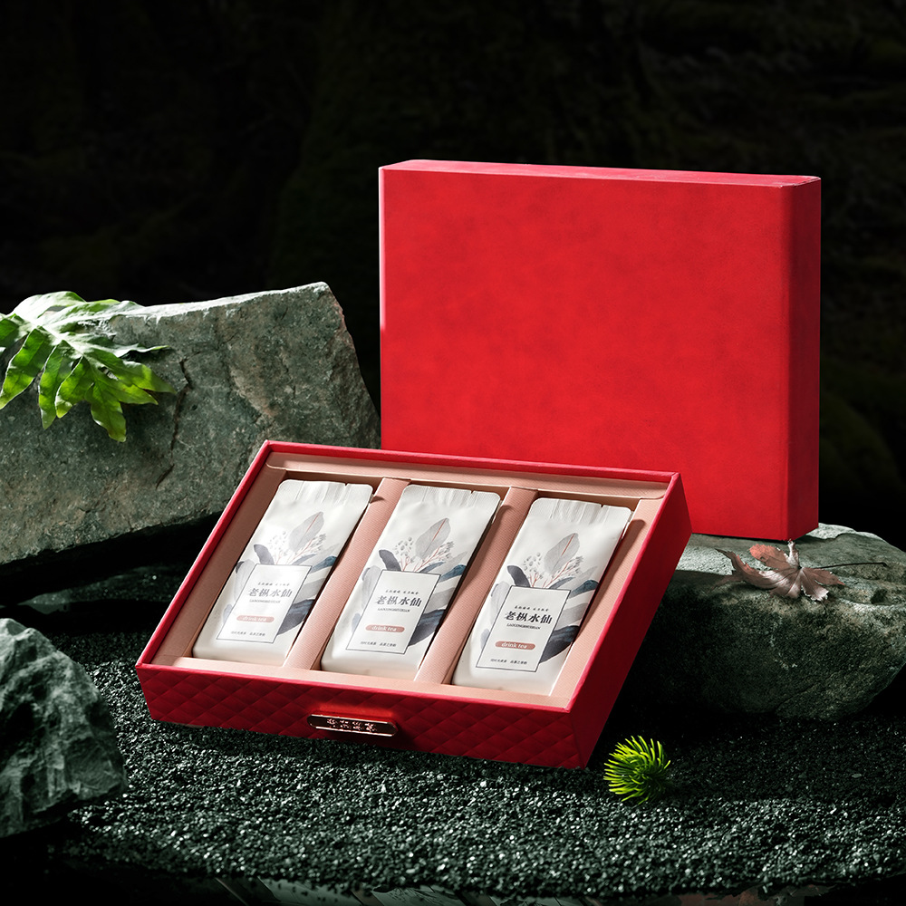 高档茶叶礼盒空盒岩茶6泡装仿皮材质肉桂大红袍抽屉礼盒加印logo