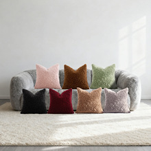 亚马逊泰迪毛抱枕套现代简约沙发抱枕家居装饰纯色毛绒靠垫套现货