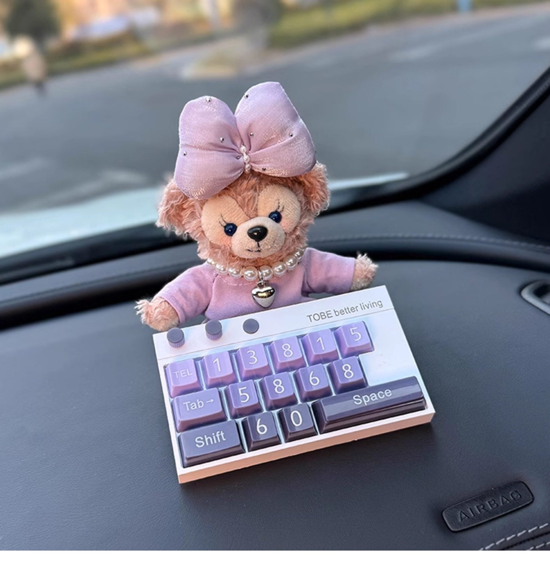 High-End Purple Color Temporary Parking Sign, Cute Shirley Rose Moving Car Number Plate, Multifunctional Car Interior Decoration