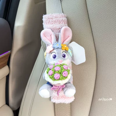 Car Seatbelt Cover Car | Sürətlər qutusu və əl tormozu başlıqları - shoulder-pads-moon-velvet-pink-garland-pink-bouquet-official-judy-hopps-crazy-holiday-single-stem