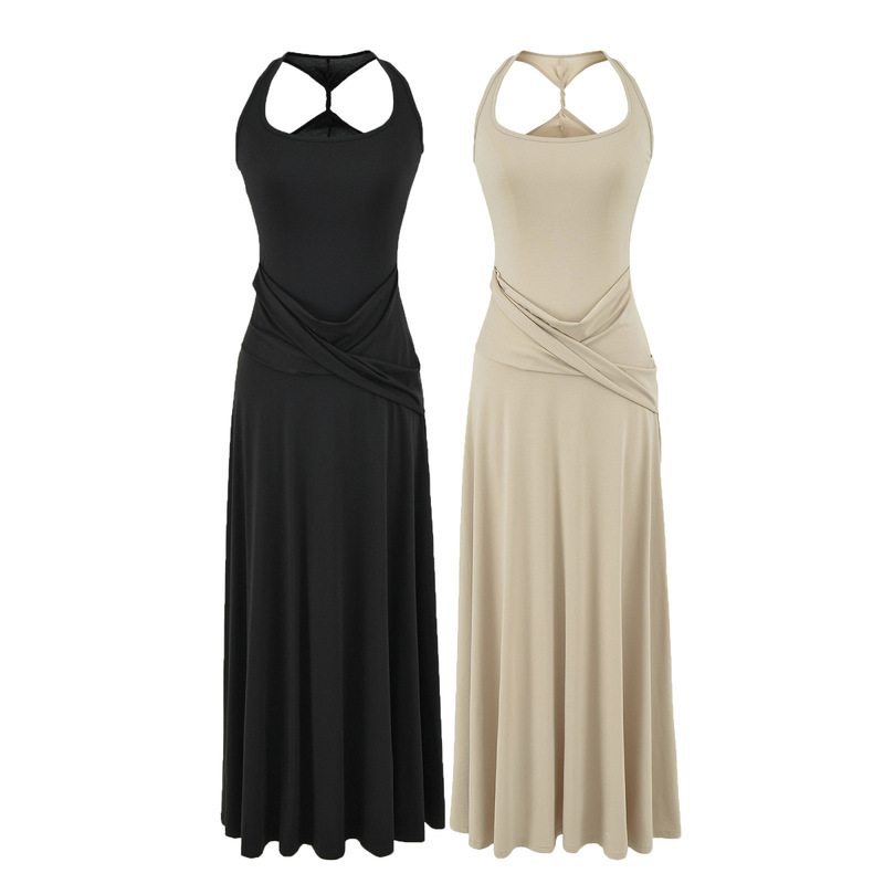 2026 Summer New Ins Hot Girl Style Back Twist Sleeveless Patchwork Tummy-Covering Tank Dress Long Dress 2026 Summer New Ins Hot Girl Style Back Twist Sleeveless Patchwork Tummy-Covering Tank Dress Long Dress