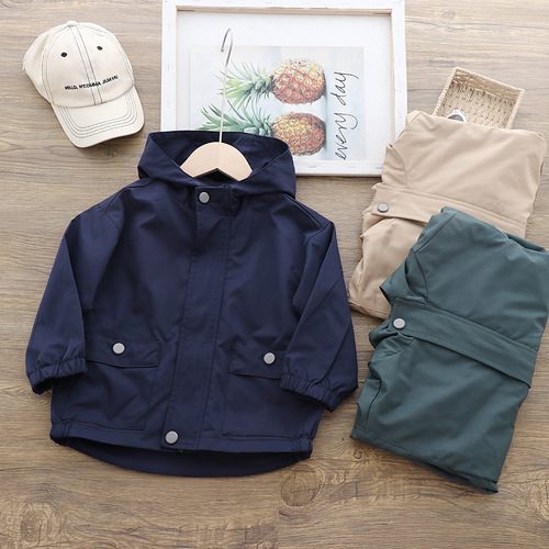 Boys' Jackets  Autumn New Children's Clothing Medium and Large Children's Casual Windbreakers Western Style Spring and Autumn Boys' Solid Color Coats