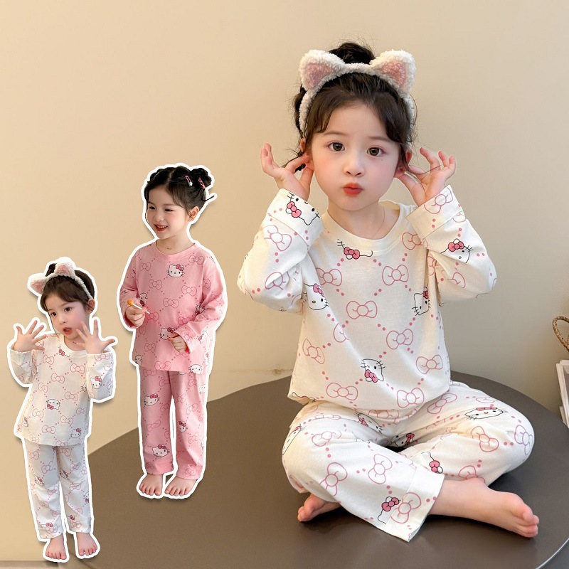 Children's Pajamas Spring and Autumn Thin Baby Long Sleeve Little Girl Cartoon Cute Girls Home Clothing Set
