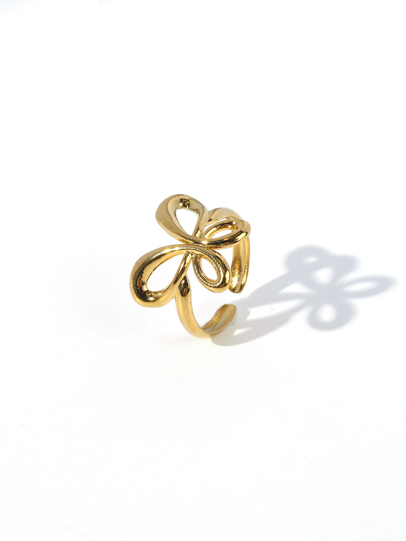 Heart Shape, Solid Color, Bow Knot Pattern Women's Gender Wholesale Jewelry Elegant Retro Heart Shape Solid Color Bow Knot 304 Stainless Steel Open Rings