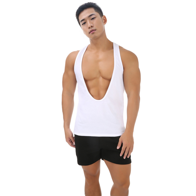 Men's Loose Sleeveless Vest Sexy Deep V-Neck Sports Bodybuilding Muscle-Showing Top T-Shirt Men's Loose Sleeveless Vest Sexy Deep V-Neck Sports Bodybuilding Muscle-Showing Top T-Shirt