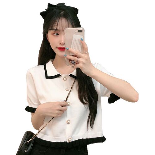 892 #niche short-sleeved t-shirt women's summer 2025 new summer clothes knitted carefully designed short top