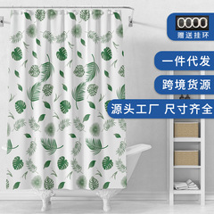 アマゾンクロスボーダー防水シャワーカーテン防かび厚peva緑葉浴室トイレ入浴遮断カーテンカスタマイズ
