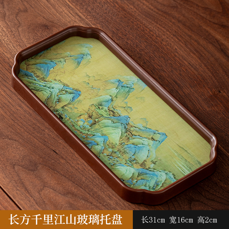 YP rectangular Qianli Jiangshan glass tray