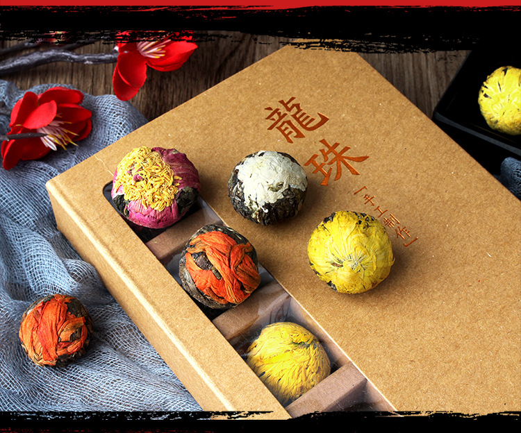 Yunnan Pu'er Flower Tea Dragon Balls Gift Box Raw Pu'er with Rose Lily Jasmine Peony Chrysanthemum 6 Flavor Set key features