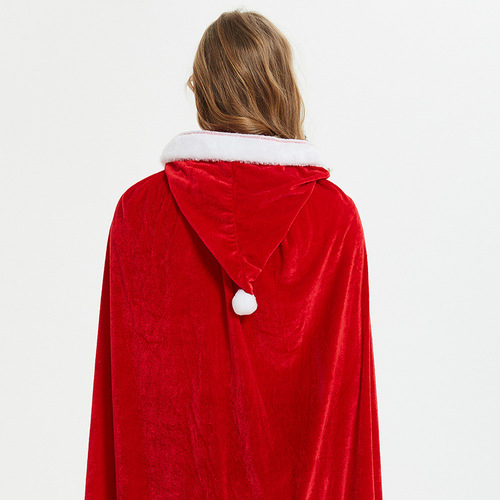 Christmas costume adult Santa coat cloak red hat Christmas coat children's party stage performance costume