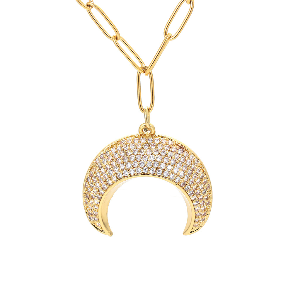 10g Weight Fashion New Crescent Pendant Collarbone Chain Copper Necklace