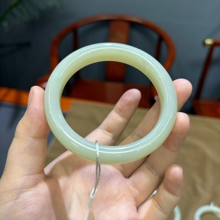 Jin Yutang Xinjiang Hotan Jade Qingshui Bracelet with Slightly Ice Bottom Oily Full No Crack Size 58/12 4