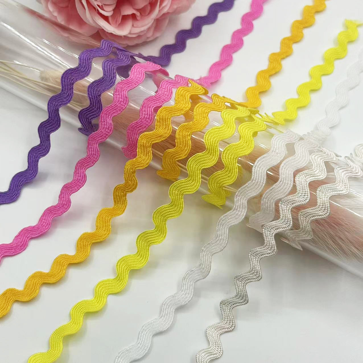 5mm onda de color sólido en forma de S borde curvo de encaje cortina de cinta sombrero ropa para niños accesorios de boda accesorios de ropa en stock