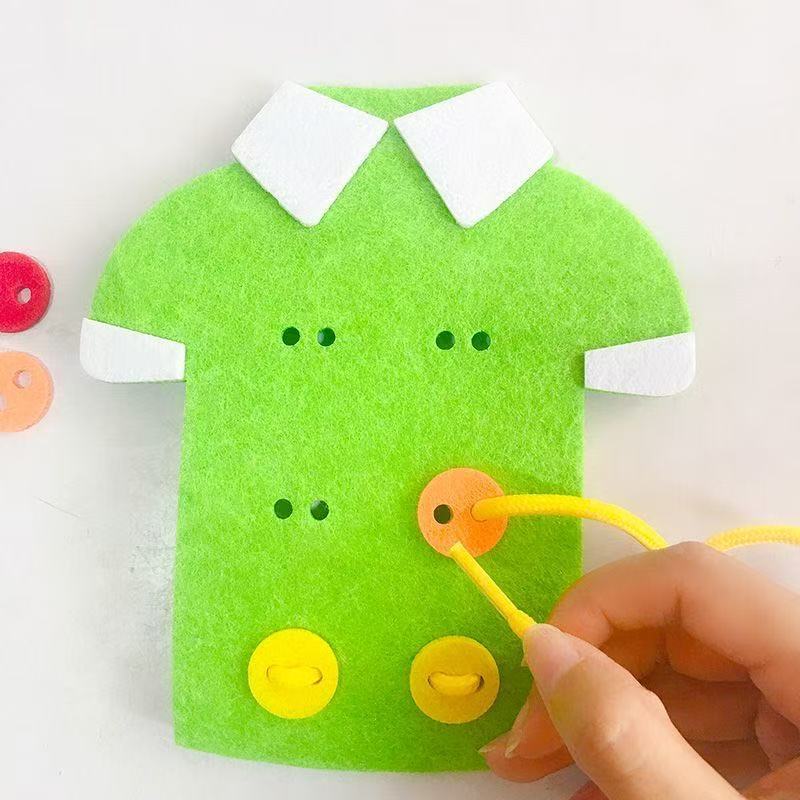 幼稚園の手作りdiy小班区域材料知育区不織布自作糸通しボタンファスナー遊具|undefined