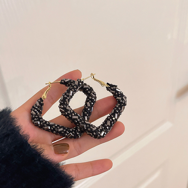 Fashion Circle Metal Inlay Zircon Womenu0027S Earrings 1 Pair