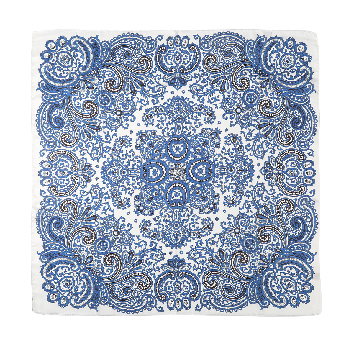 Квадратный шарф 70 см, синий кешью.