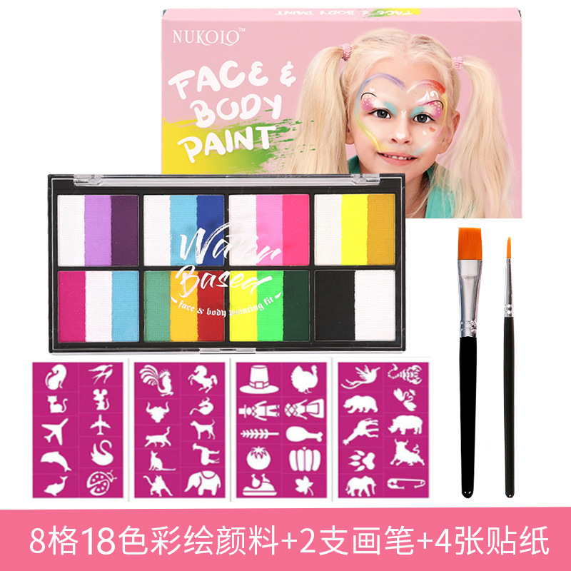 8 rejilla de tres piezas de pintura soluble en agua (incluyendo 1 pluma) + 1 pluma Punta Negra + 4 Plantilla Rosa Roja