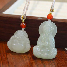 雏灵天然和田玉吊坠青海料晴水佛公观音玉石吊坠和田玉佛观音批发