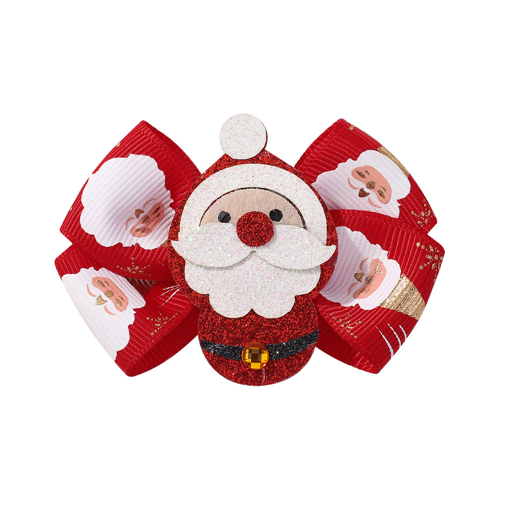 Cute, Simple Style Style Cute Simple Style Girl'S Santa Claus Bow Knot Elk Cloth Hair Clip