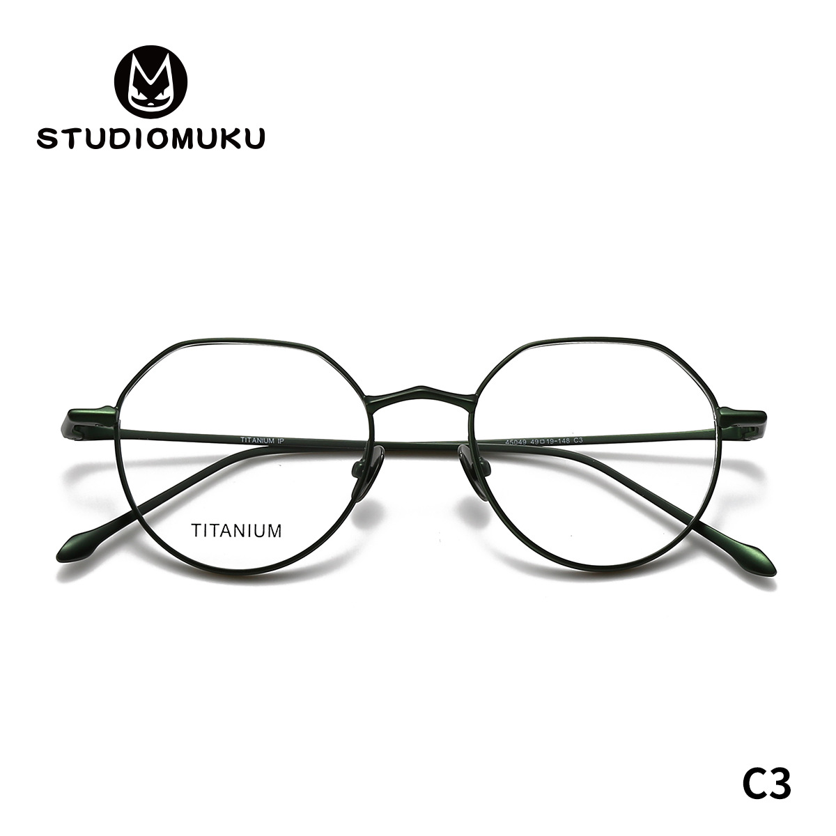 STUDIOMUKU gafas mucolas reajuste gafas de marco de marco poligonal ampliado con estructura de marco