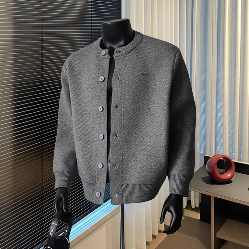 Factory Direct Sale New Baseball Collar Cardigan High-Quality Arctic Velvet Solid Color Loose Lazy Sweater Jacket Men's Trendy