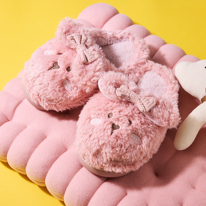 Dam Dam Plysch sammet med öppen tå Vår Sommar Sovrum Varma halkfria ventilerande husskor_voghion.com