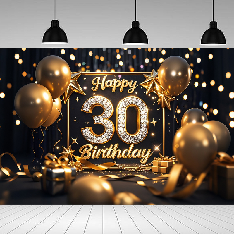 Nueva tela de fondo de feliz cumpleaños transfronteriza, carnaval de fiesta, serie principal de decoración de escenas, banner de cumpleaños