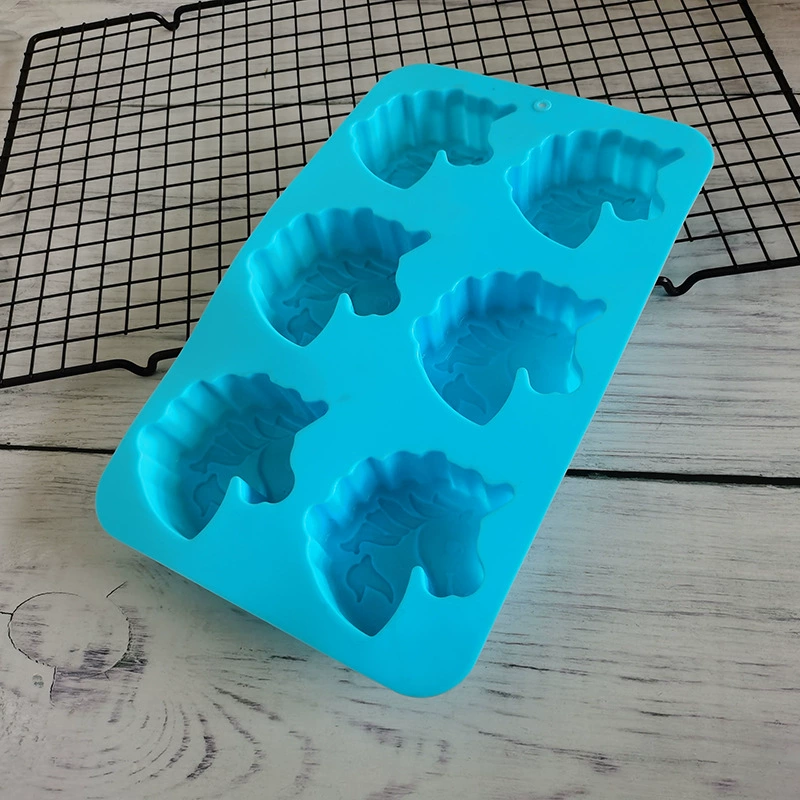 Silicone 6 connecting unicorn cake model ice grid chocolate soap, rice cake supplementary food dessert ice cream jelly mold