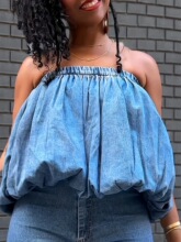 P 69904LVintage Denim Ruffled Tank ���ź�Ҷ��ţ�б�������ͨ